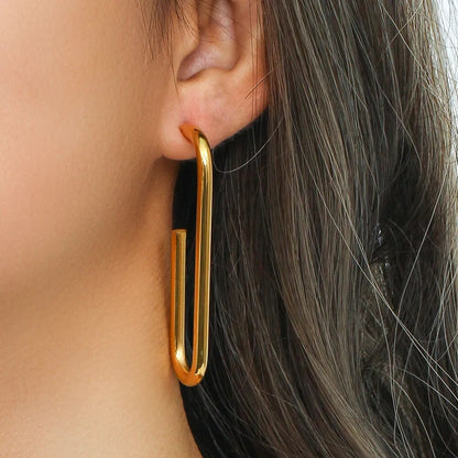 Long Geometric Rectangle Stud Earrings