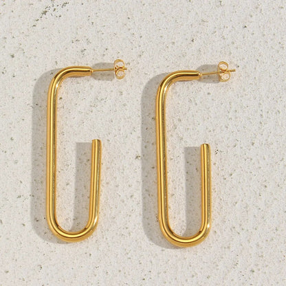 Long Geometric Rectangle Stud Earrings