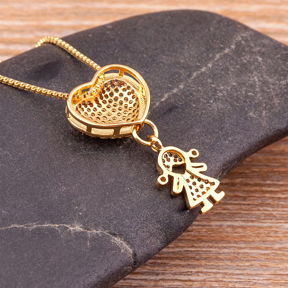 Boy Girl Heart Pendant Necklaces