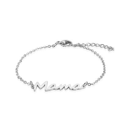 Stainless Steel Bracelet For Women Mom Letter MAMA Beads Cuff Charm Bracelet