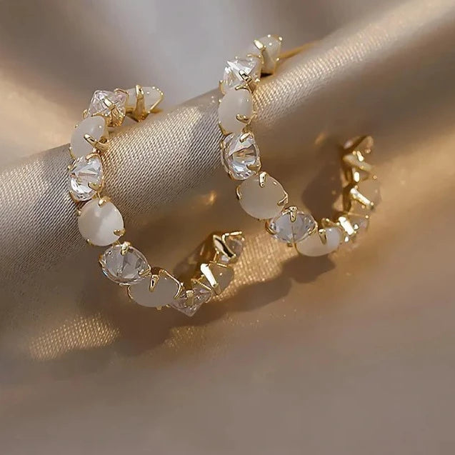 Luxury Opals Hoop Earrings