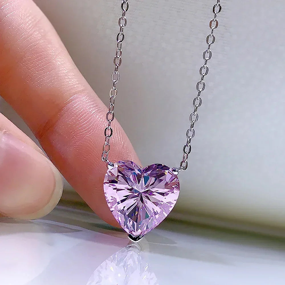 4 Carat Heart Cut Moissanite Pendant Necklace