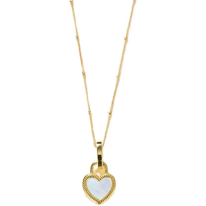 Stainless Steel Two-side Shell Heart Pendant Necklace