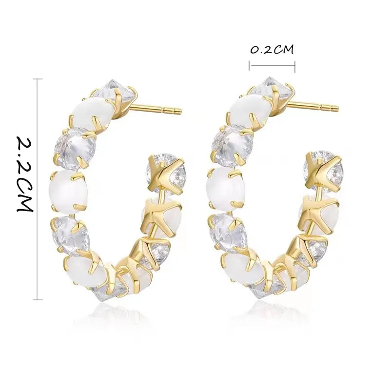 Luxury Opals Hoop Earrings