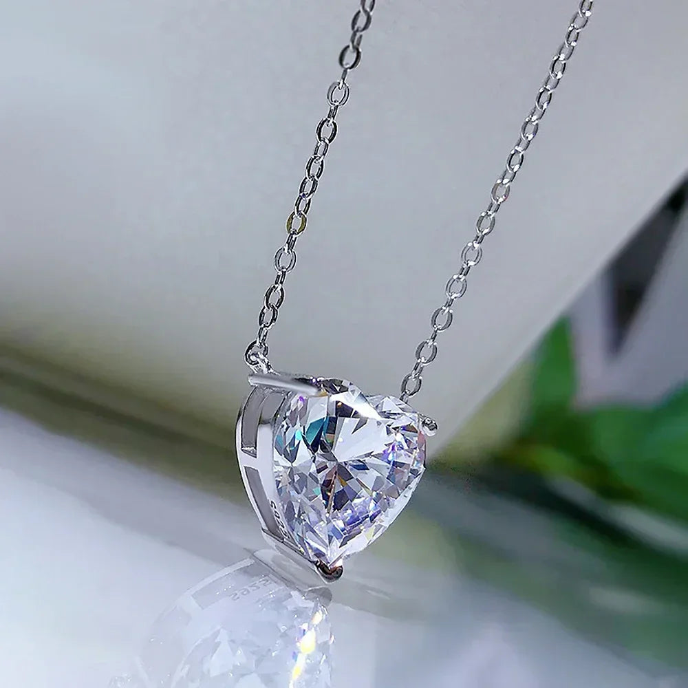 4 Carat Heart Cut Moissanite Pendant Necklace