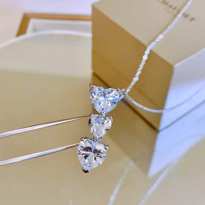 Heart Shaped Zircon Stone Necklace-Sterling Silver