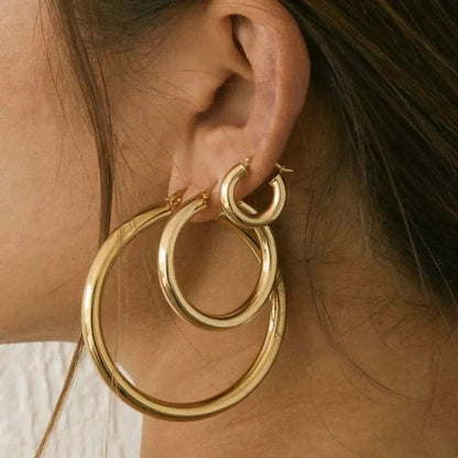 Stainless Steel CC Hoop Earrings