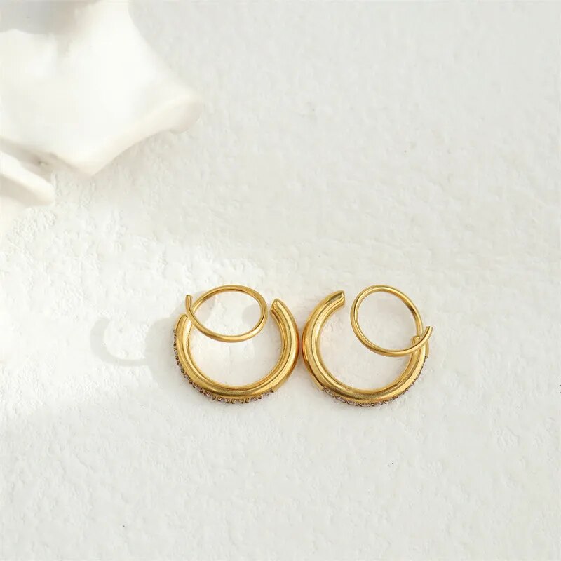 18K Gold Plated Geometric Hoop Earrings