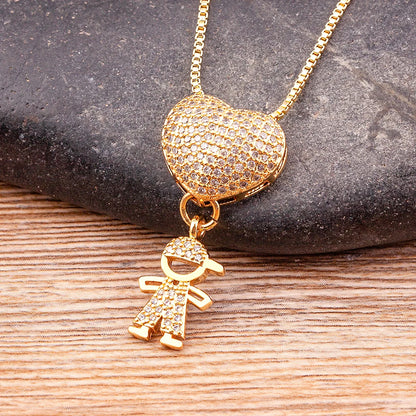 Boy Girl Heart Pendant Necklaces