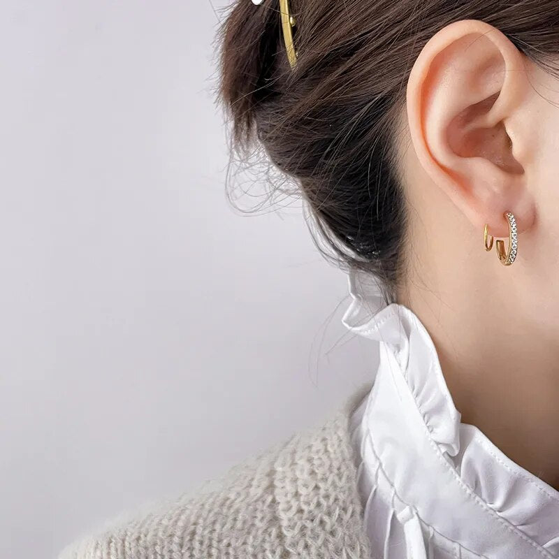 18K Gold Plated Geometric Hoop Earrings